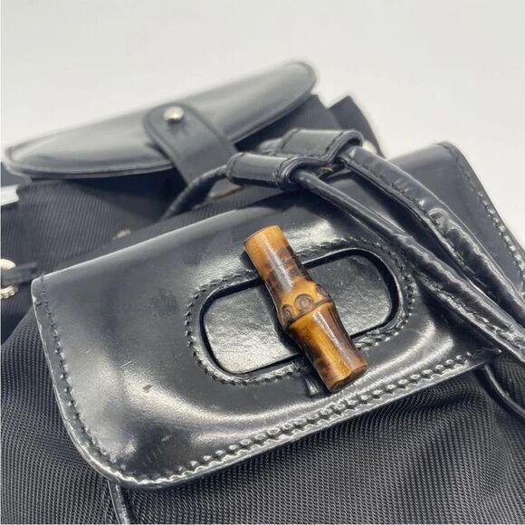 Gucci Bamboo Nylon Leather Mini Backpack - Picture 14 of 15
